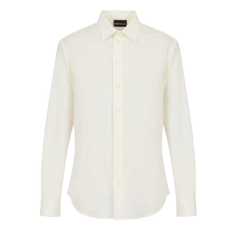 Emporio Armani Mens Textured Long-Sleeved Shirt / White